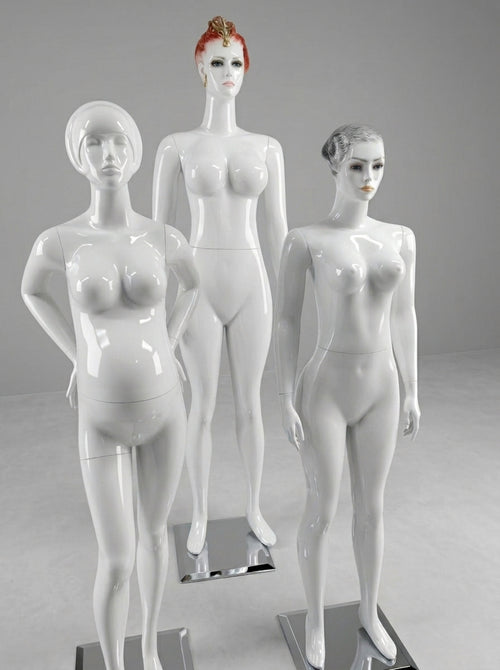 Connec Glossy White Female Mannequin Collection (Full Body — Multi-Style)