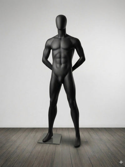 Connec Matte Black Male Mannequin (Hands Behind Back — Style B)