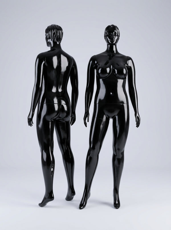 Connec High-Gloss Obsidian Female Mannequin (Voluptuous Silhouette — Molded Hair)