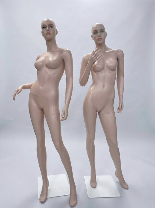 Connec Realistic Skin-Tone Female Mannequin (Walking Pose — Bald Head — Style B)