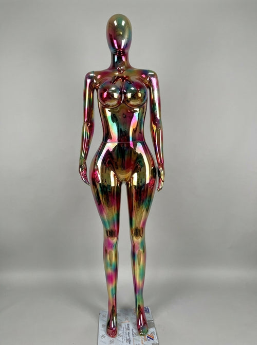 Connec Haute-Couture Iridescent Rainbow Chrome Female Mannequin (Standing)