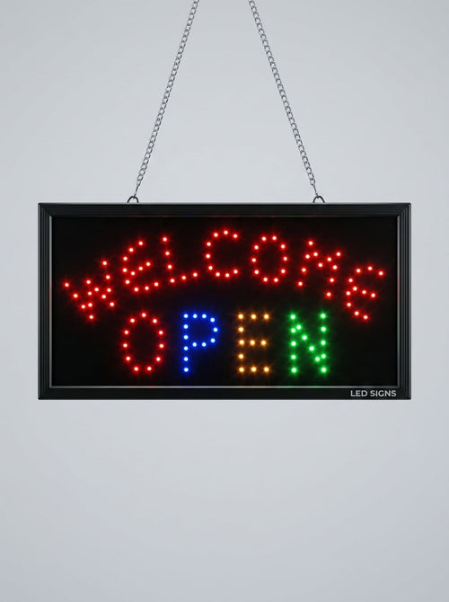 Welcome/Open Multi-Color LED Sign
