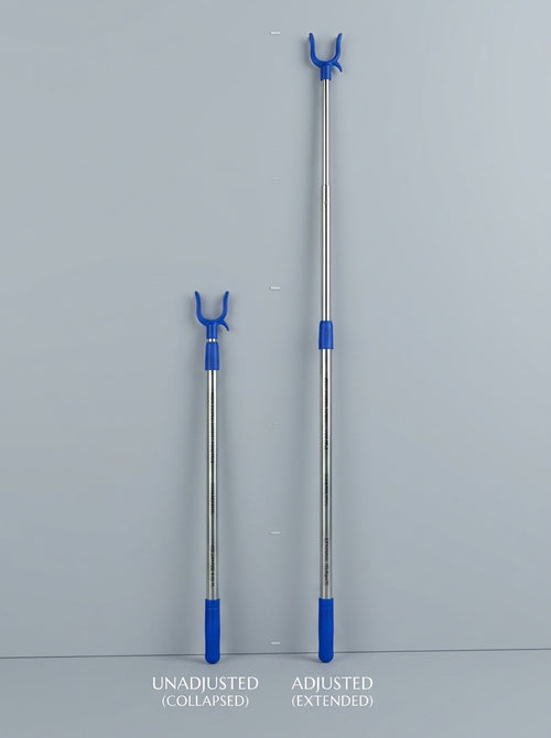 Telescopic Garment Retrieval Pole with Blue Claw Head