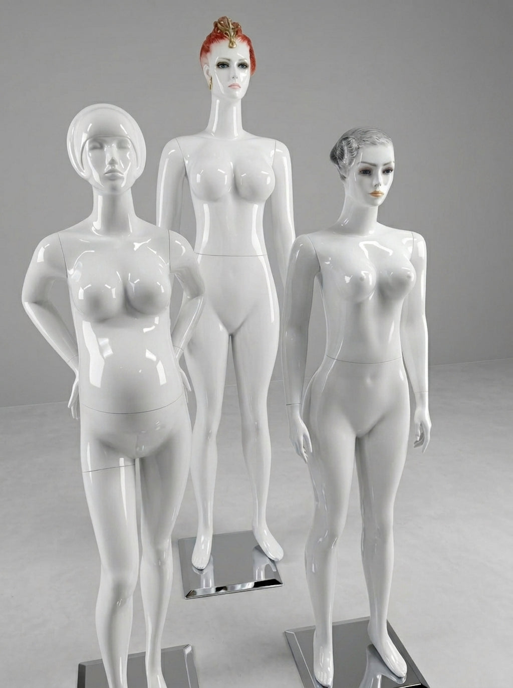 Female Glossy White Full-Body Fashion Mannequins