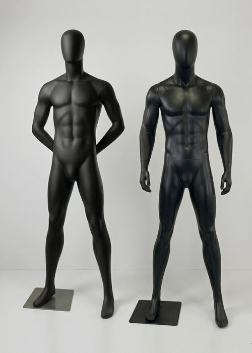 Connec Premium Matte Black Male Mannequin (Hands Behind Back - Style B)
