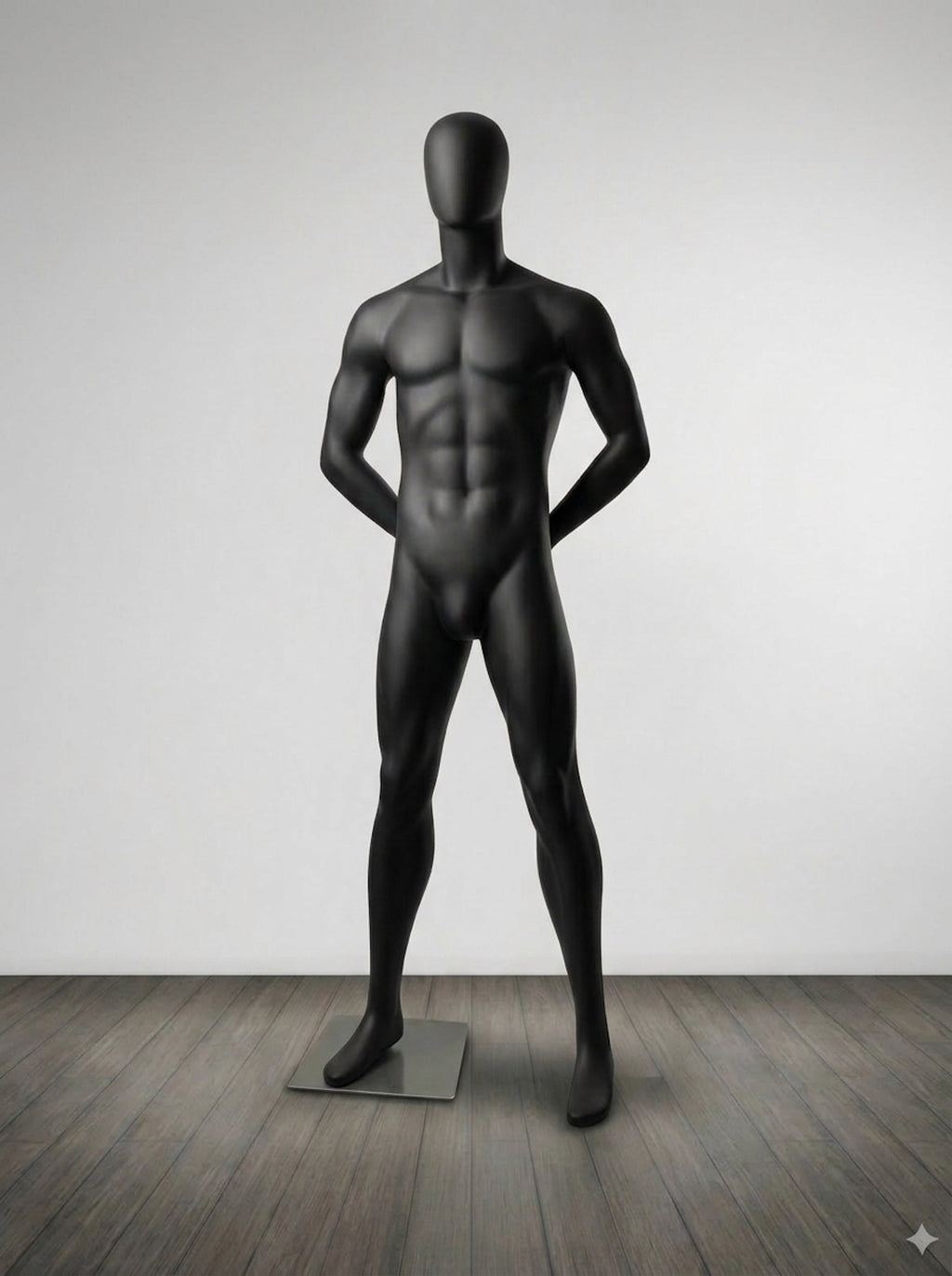 Connec Premium Matte Black Male Mannequin (Hands Behind Back - Style B)