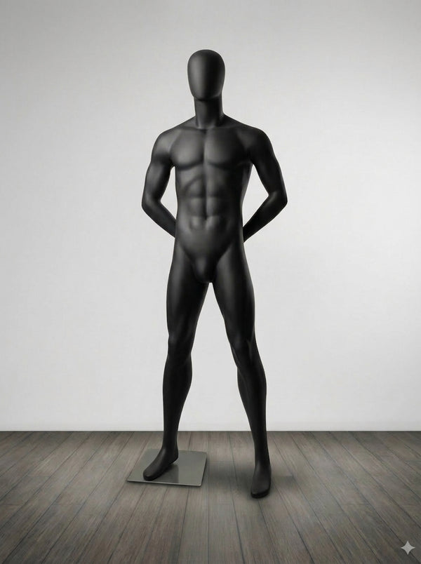 Connec Matte Black Male Mannequin (Hands Behind Back — Style B)
