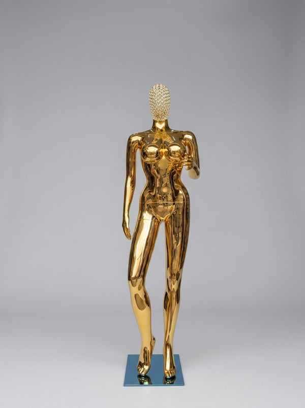 Connec Gold Chrome Female Mannequin (Rhinestone Mask Head — Standard / Medium)