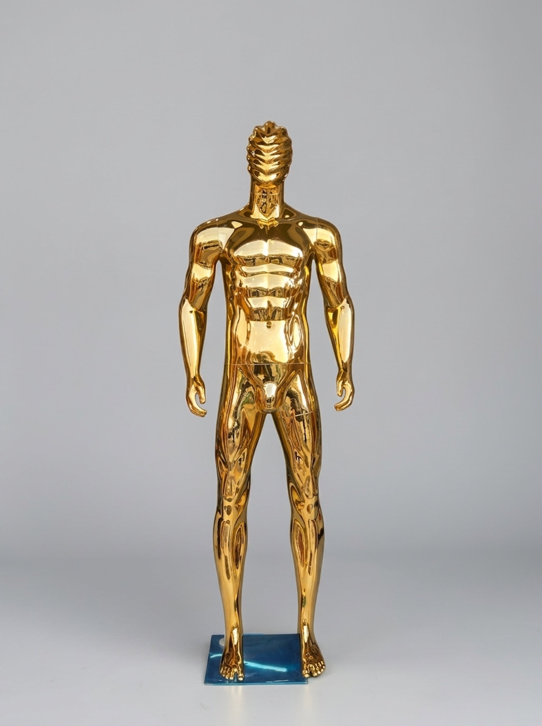 Male Gold Chrome Full-Body Mannequin (Size: Athletic / Medium)