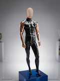 Male High-Gloss Obsidian Black Mannequin with Rose Gold Mask and Arms