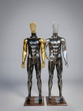 Male High-Gloss Black Full-Body Mannequin with Rhinestone Mask and Metallic Arms
