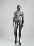 Male Matte Black Full-Body Standing Mannequin (Size: Athletic / Medium)