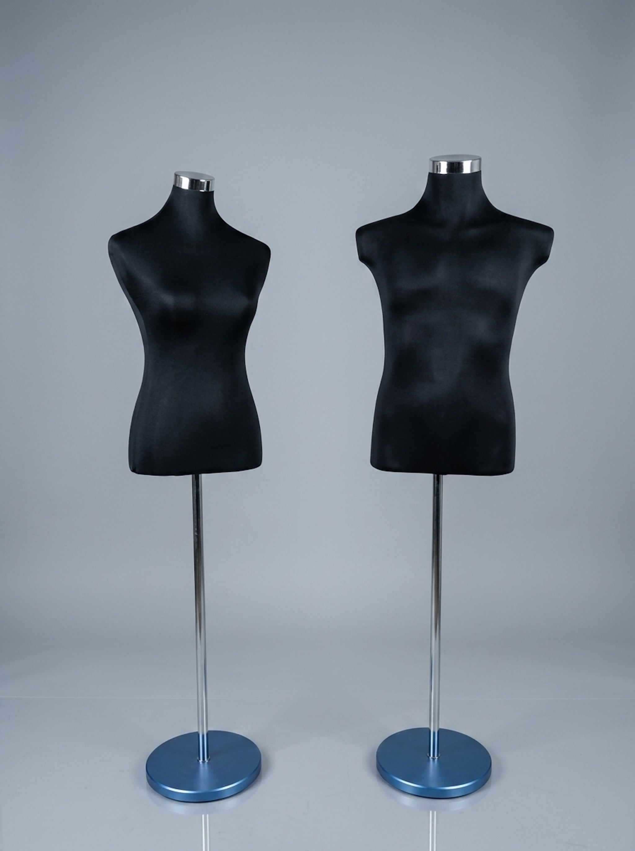 Male and Female Matte Black Torso Display Mannequins