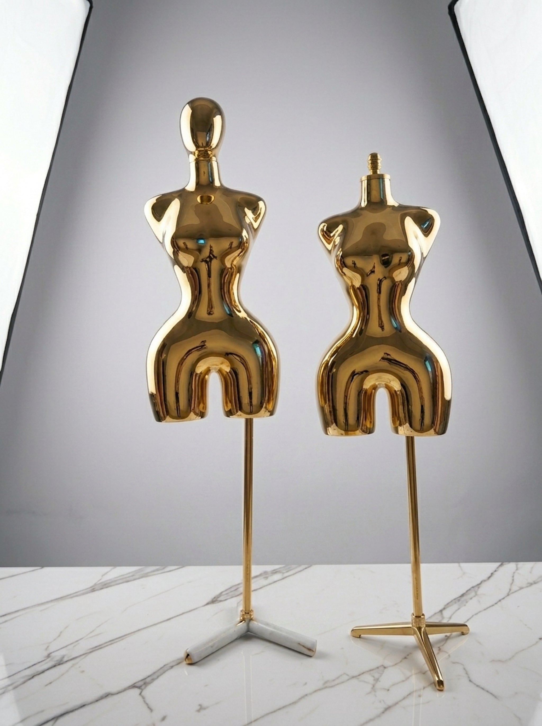 Female Gold Chrome Hourglass Torso Mannequin (Size: Curvy Fit / Medium)