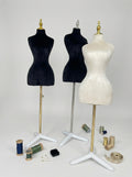 Female Velvet Hourglass Torso Mannequin with Metal Stand