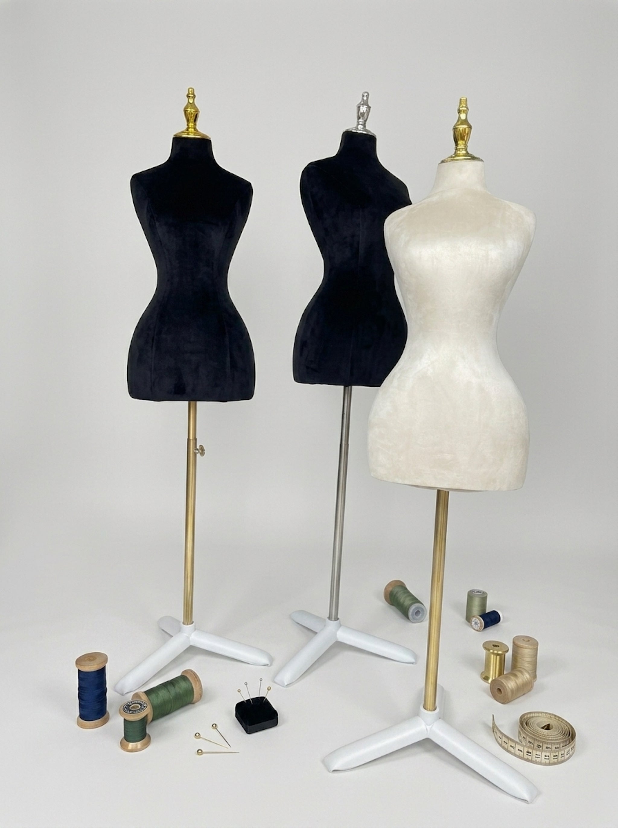 Female Velvet Hourglass Torso Mannequin with Metal Stand