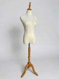 Female Linen Dressmaker Mannequin with Wooden Stand