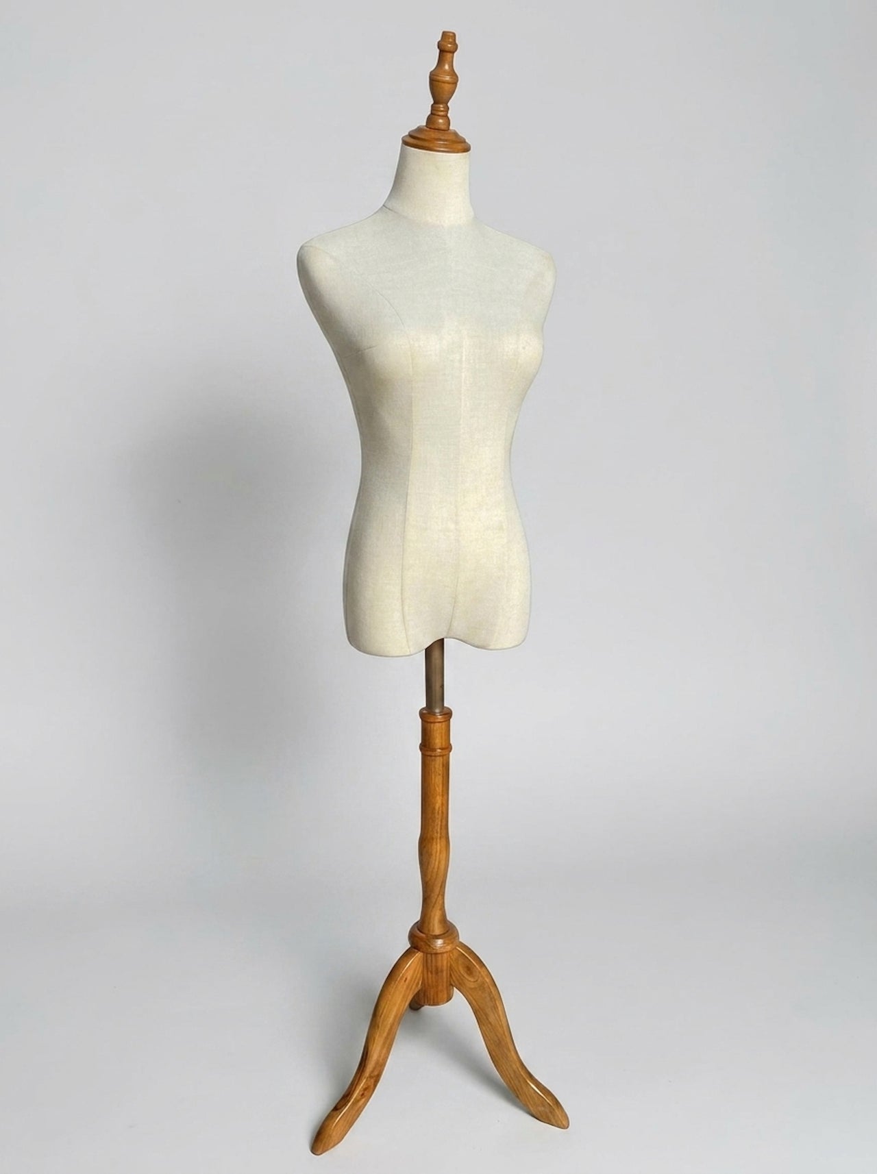 Female Linen Dressmaker Mannequin with Wooden Stand