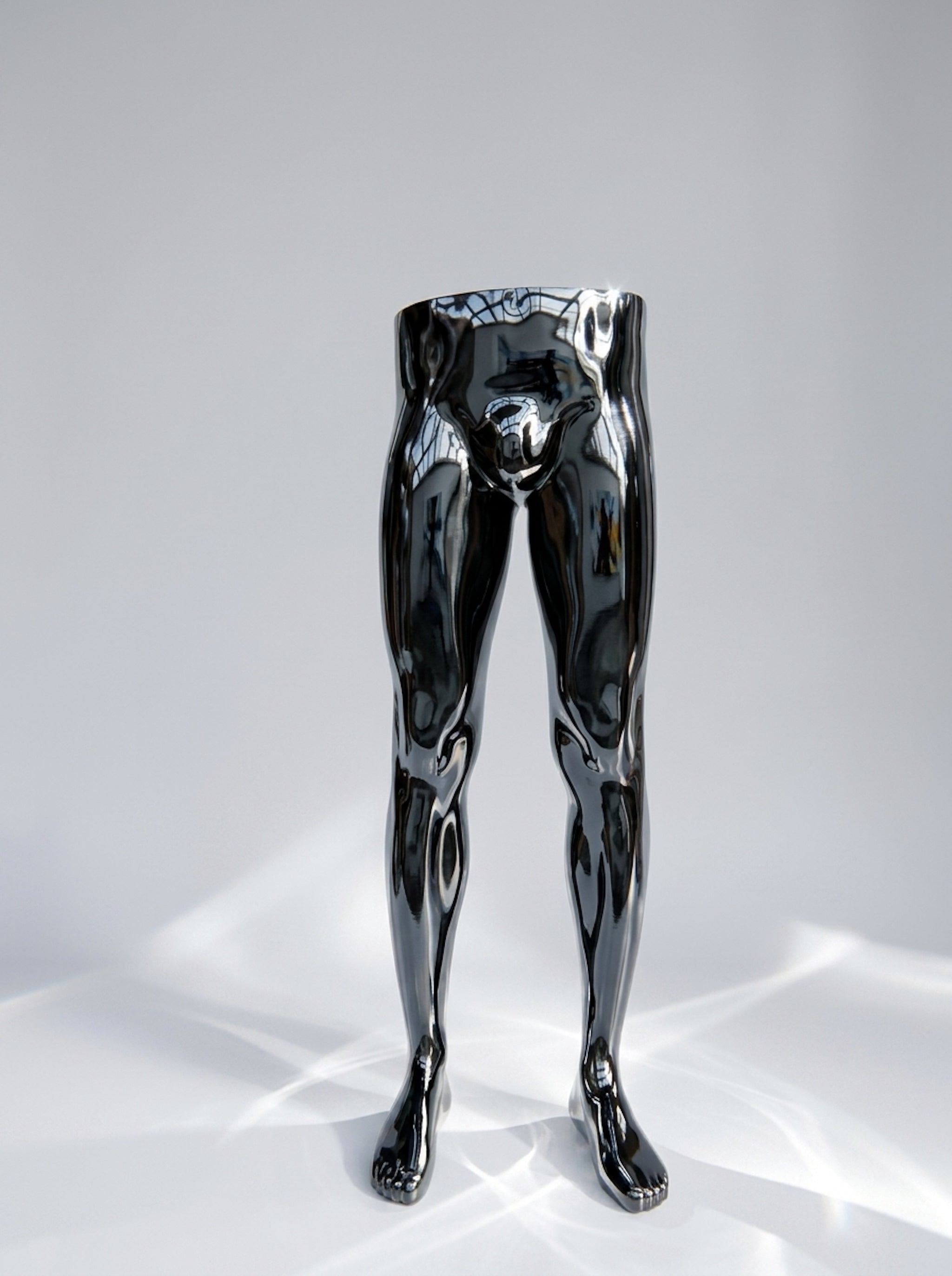 Male Lower-Body High-Gloss Obsidian Black Pants and Underwear Display Mannequin
