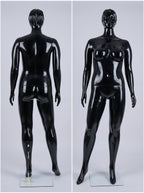 Connec Premium High-Gloss Obsidian Female Mannequin (Voluptuous Silhouette & Molded Hair)