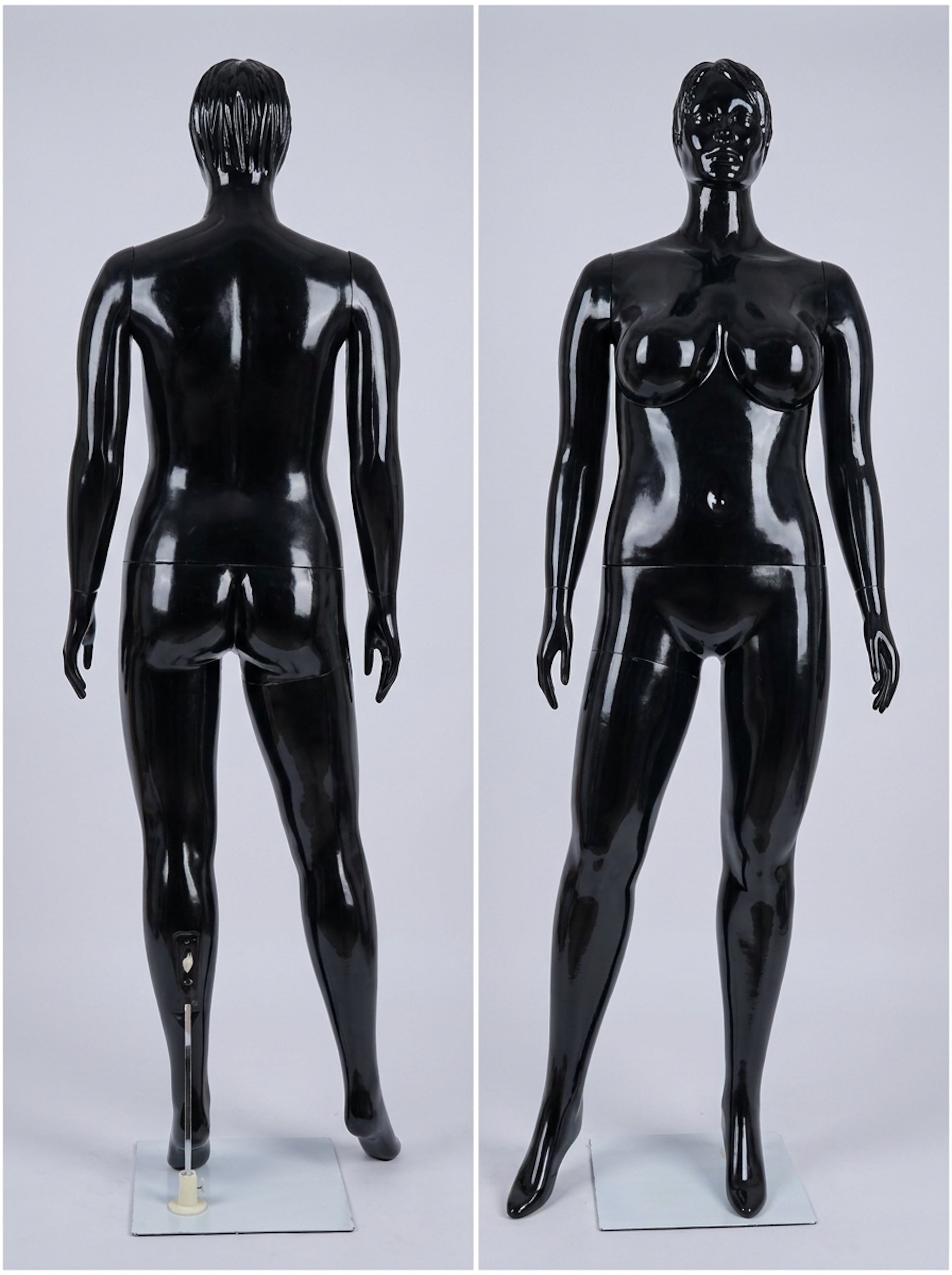 Connec Premium High-Gloss Obsidian Female Mannequin (Voluptuous Silhouette & Molded Hair)