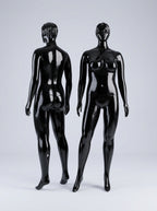 Connec Premium High-Gloss Obsidian Female Mannequin (Voluptuous Silhouette & Molded Hair)
