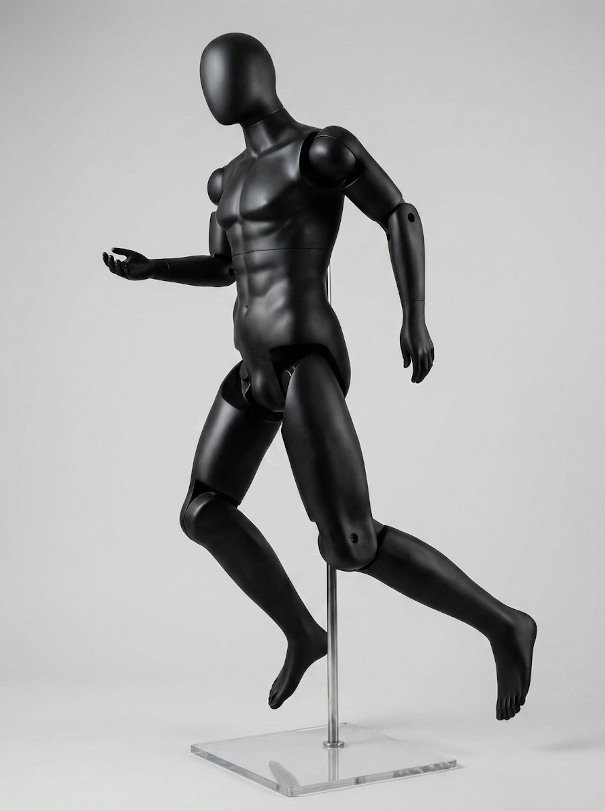 Male Articulated Matte Black Action Mannequin (Size: Athletic / Medium)
