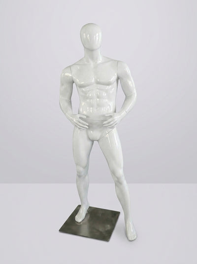Connec Glossy White Male Mannequin (Standing — Style B)
