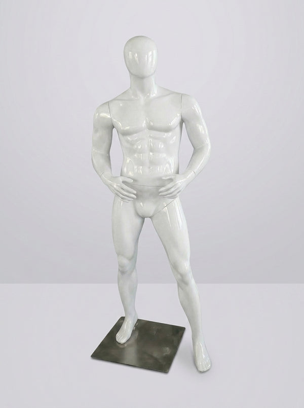 Connec Glossy White Male Mannequin (Standing — Style B)