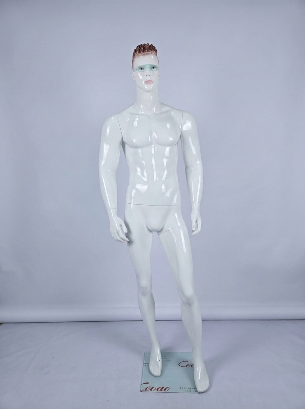 High-Gloss White Male Fashion Mannequin Athletic Build