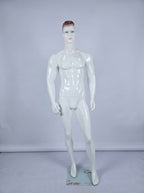 High-Gloss White Male Fashion Mannequin Athletic Build