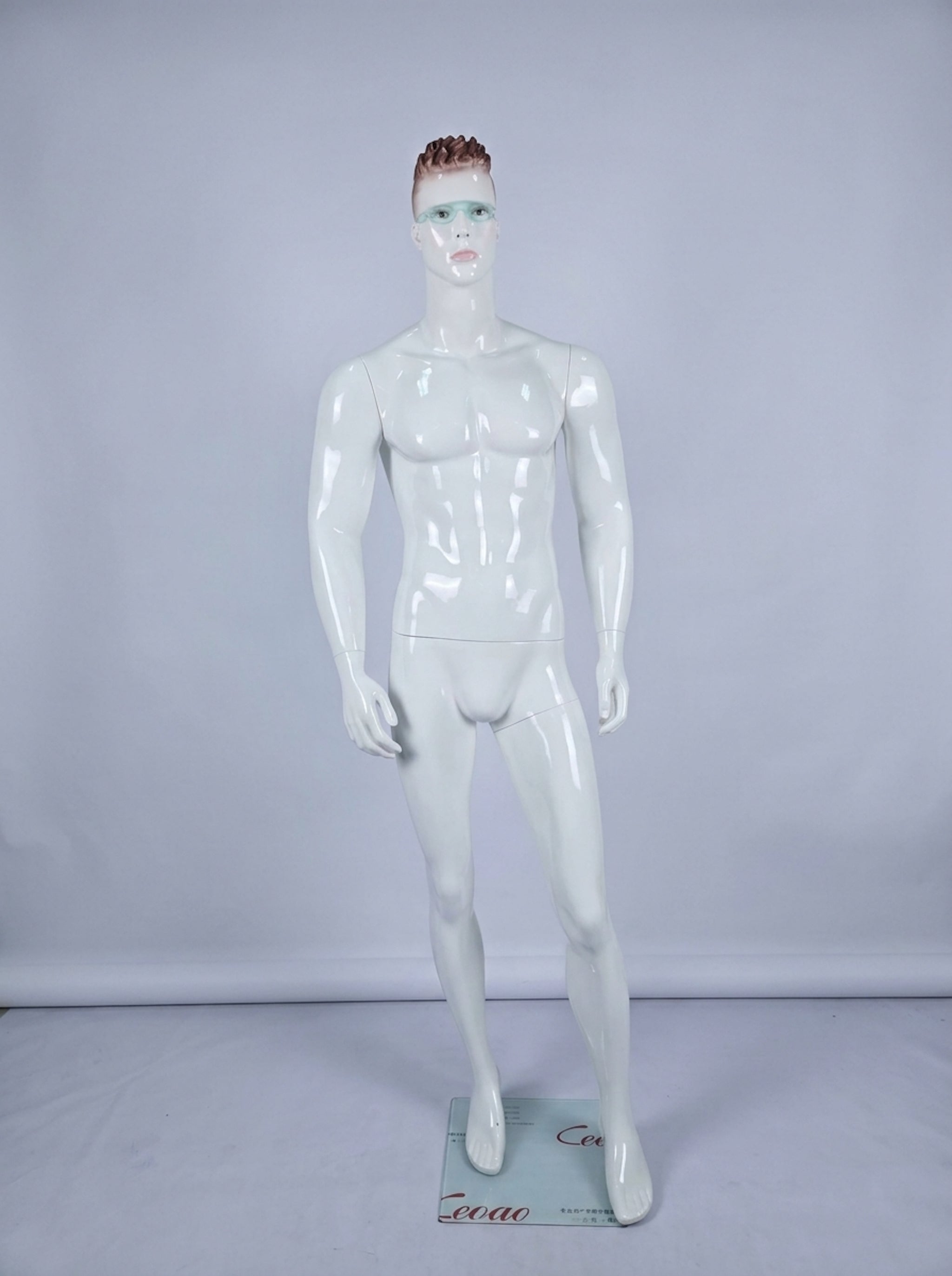 High-Gloss White Male Fashion Mannequin Athletic Build