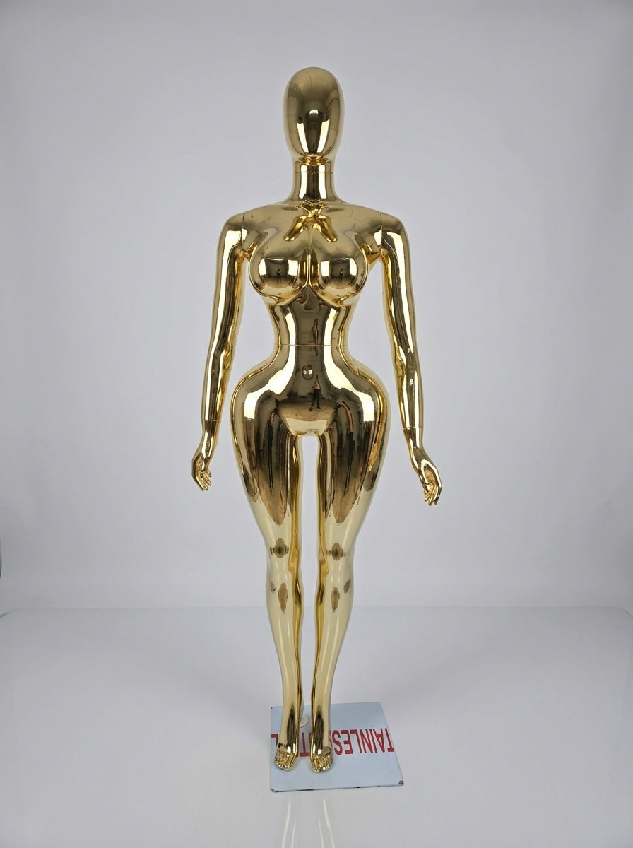 Connec Haute-Couture Gold Chrome Female Mannequin (Hourglass — Shiny Gold Finish)