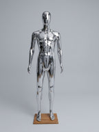 Male Silver Chrome Full-Body Mannequin (Size: Athletic / Medium)