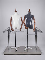 Connec Premium Articulated Wood Arm Torso Display Stand (White - Style B)