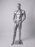 Male Matte Silver Full-Body Mannequin (Size: Athletic / Medium)