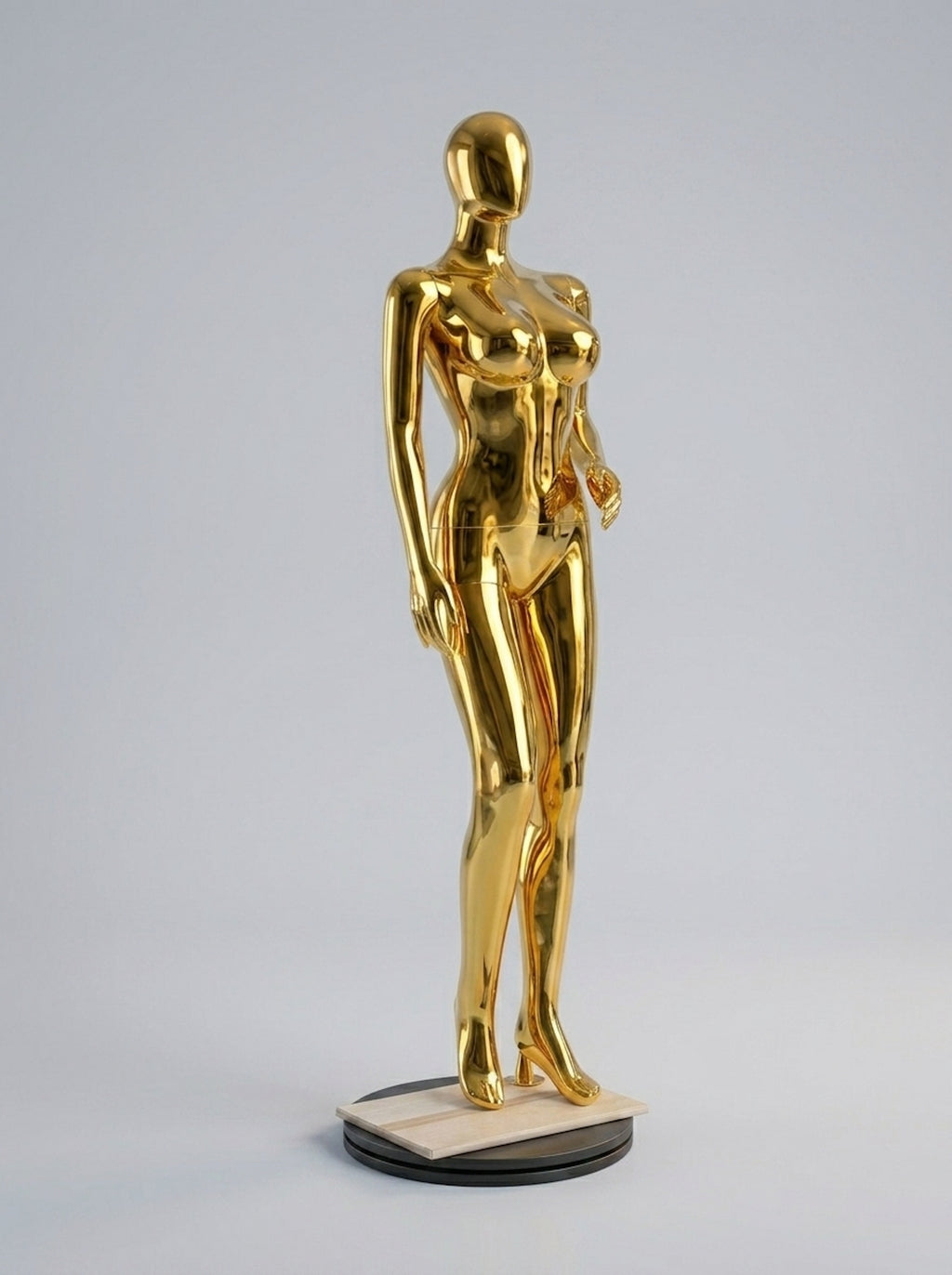 Female Gold Chrome Full-Body Mannequin (Size: Standard / Medium)
