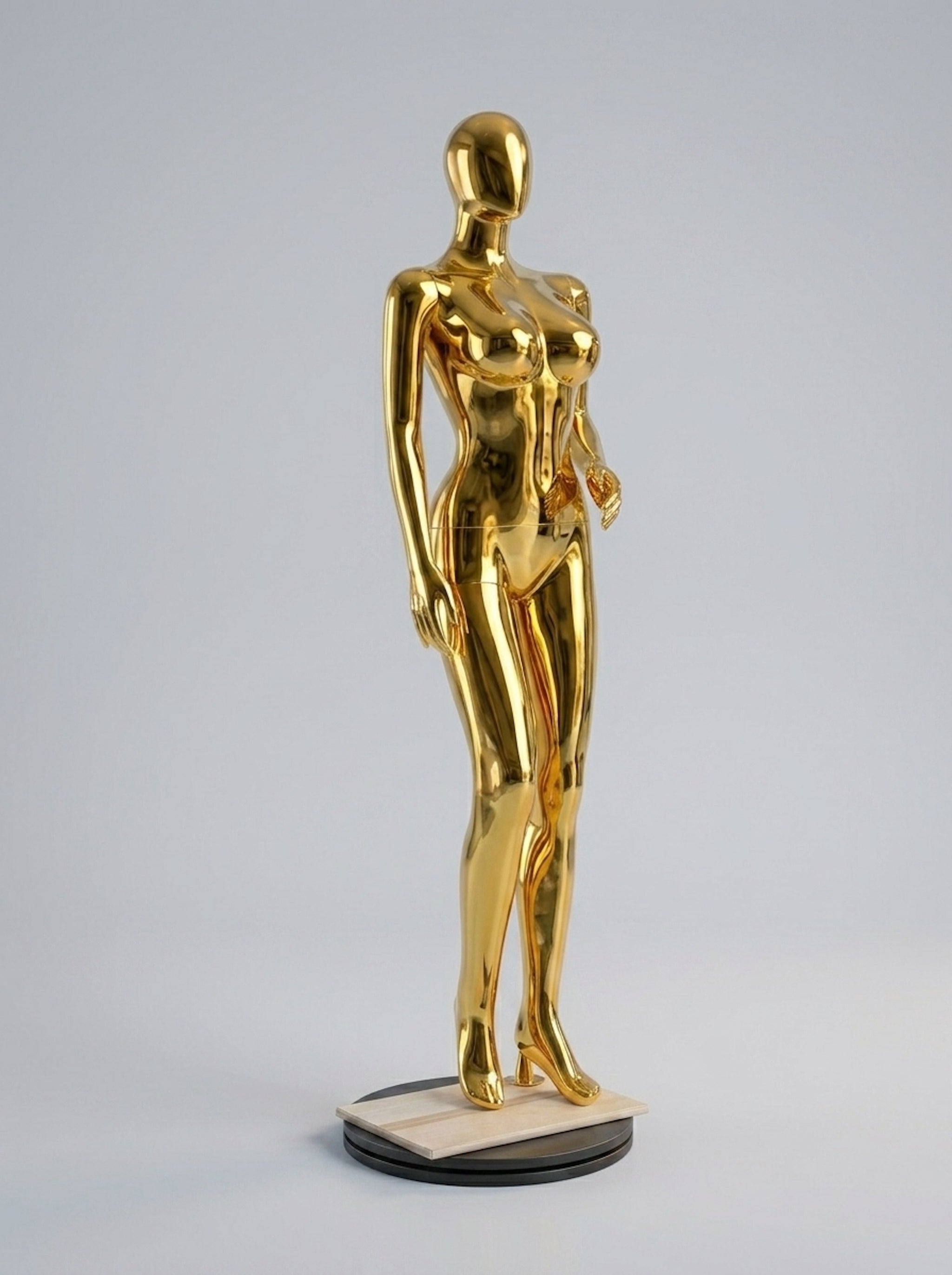 Female Gold Chrome Full-Body Mannequin (Size: Standard / Medium)