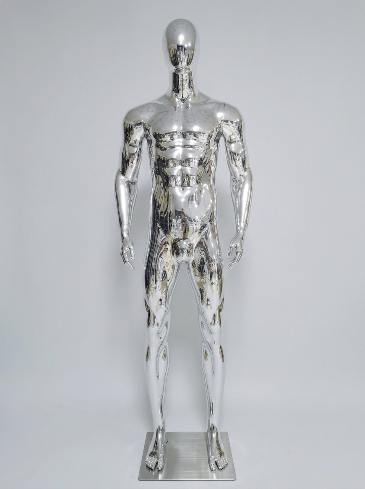 Male Silver Chrome Full-Body Mannequin