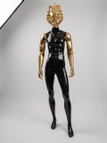 Male High-Gloss Black Mannequin with Gold Lion Head and Arms