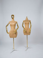 Luxury Female Suede Torso Mannequin with Flexible Gold Chrome Arms