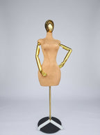 Luxury Female Suede Torso Mannequin with Gold Chrome Head and Arms