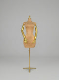 Luxury Female Suede Torso Mannequin with Flexible Gold Chrome Arms