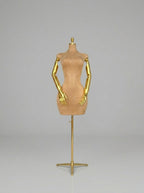 Luxury Female Suede Torso Mannequin with Flexible Gold Chrome Arms