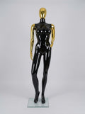 Female High-Gloss Black Mannequin with Metallic Gold Accents