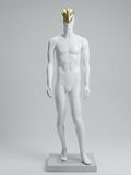 Modern Glossy White Male Mannequin Futuristic Gold Detail