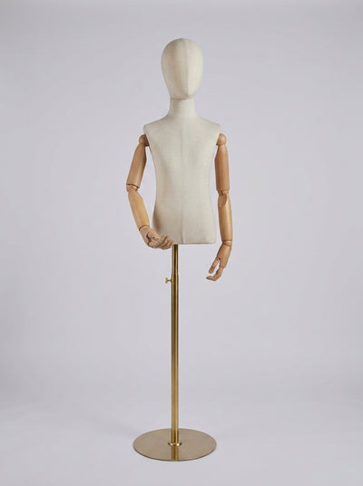 Kids Fabric Tailoring Torso Mannequin with Articulated Wooden Arms (Adjustable Stand)
