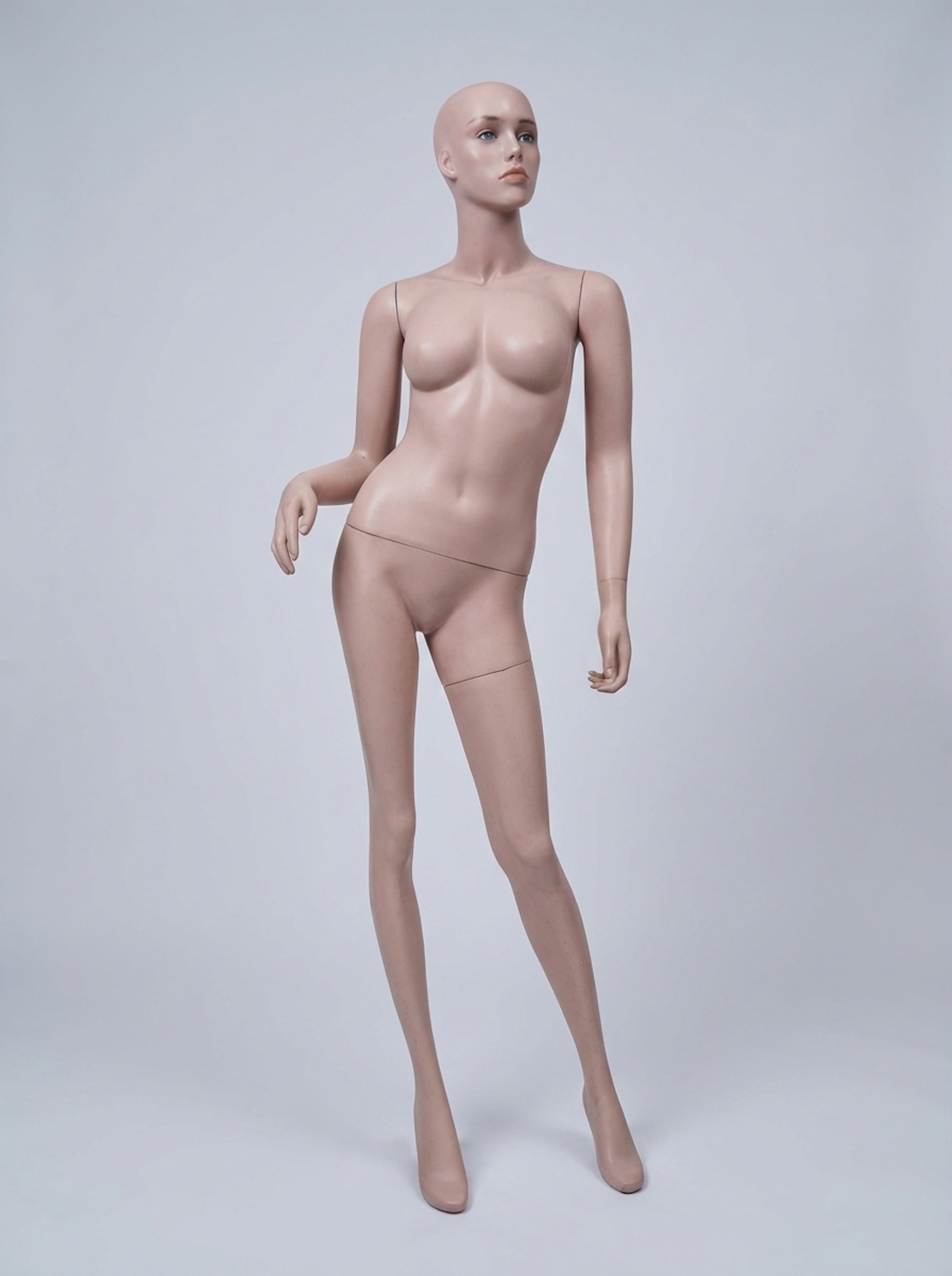 Connec Realistic Skin-Tone Female Mannequin (Walking Posture - Bald Head - Style B)