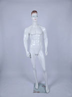 High-Gloss White Male Fashion Mannequin Athletic Build
