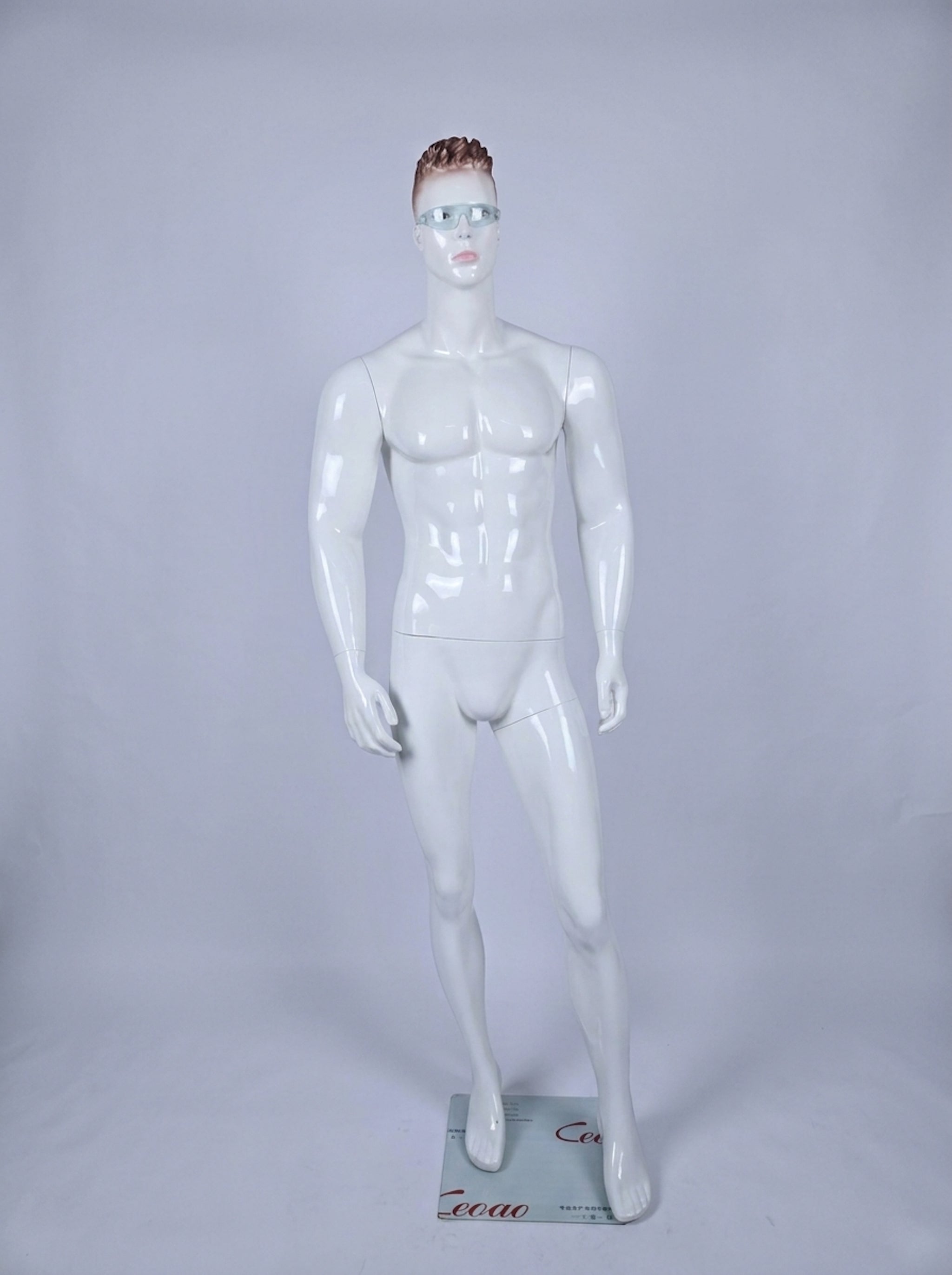High-Gloss White Male Fashion Mannequin Athletic Build